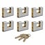 6x Blokslot 80mm Gelijksluitend Massief  Incl. 3 Sleutels