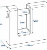 6x Blokslot 80mm Gelijksluitend Massief  Incl. 3 Sleutels