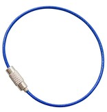Blauer Stahlkabel Schlüsselring 150 mm mit PVC-Beschichtung und Schraubverschluss
