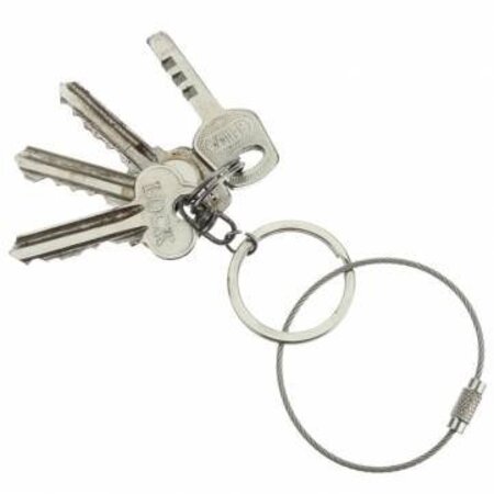 Blauer Stahlkabel Schlüsselring 150 mm mit PVC-Beschichtung und Schraubverschluss