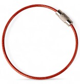 Roter Stahlkabel Schlüsselring 150 mm mit PVC-Beschichtung und Schraubverschluss