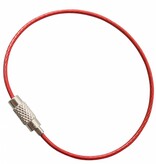 Roter Stahlkabel Schlüsselring 150 mm mit PVC-Beschichtung und Schraubverschluss