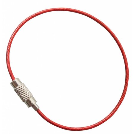 Roter Stahlkabel Schlüsselring 150 mm mit PVC-Beschichtung und Schraubverschluss