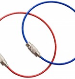 Roter Stahlkabel Schlüsselring 150 mm mit PVC-Beschichtung und Schraubverschluss