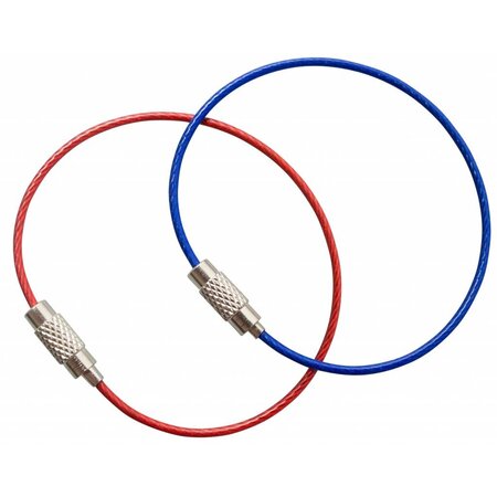 Roter Stahlkabel Schlüsselring 150 mm mit PVC-Beschichtung und Schraubverschluss