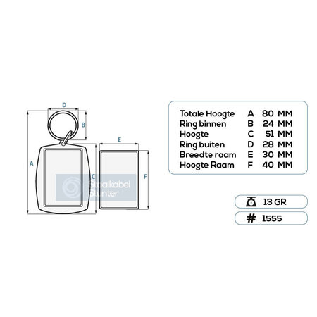 Plexiglas pasfoto sleutelhanger 30 x 40 mm met sleutelring - per stuk