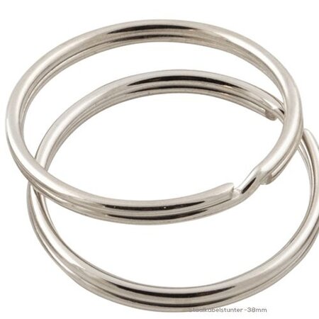 Verzinkte sleutelringen 38 mm - verende splitringen - 100 stuks