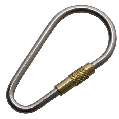 Edelstahl-Karabiner 50mm mit Messing-ribbelschroef