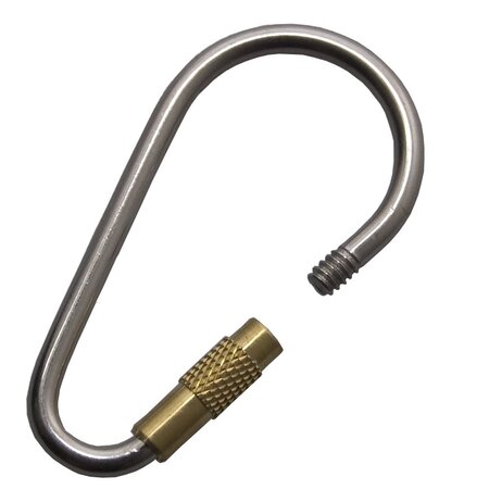 Edelstahl-Karabiner 50mm mit Messing-ribbelschroef