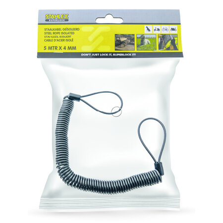 Flexibles geplastificeerde Stahlkabel mit zwei Schlaufen und een maximalen Länge von ca. 5 Meter