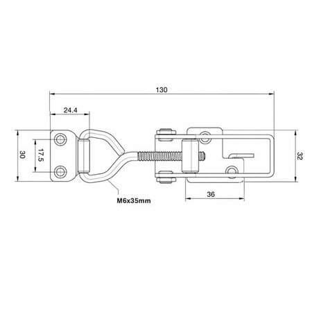 Lock-it Edelstahl-Spannverschluss 80 mm verstellbar mit tegenstuk