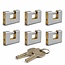 6x Blokslot 80mm Gelijksluitend Massief  Incl. 2 Sleutels