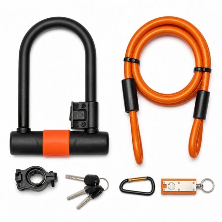Orange defender Orange Defender fatbike beugelslot 180 × 245 mm met oranje kabel 1800 mm