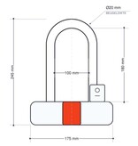 Orange defender Orange Defender fatbike beugelslot 180 × 245 mm met oranje kabel 1800 mm
