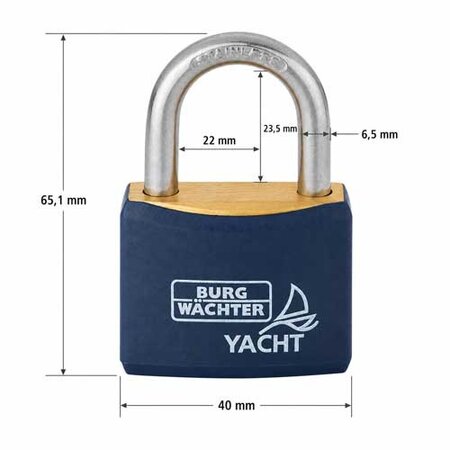 Burgwächter acht Vorhängeschloss 40 mm gleichschließend K1 mit Edelstahlbügel