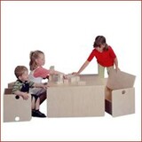 Van Dijk Toys Houten Kubusmeubilair Tafel/bank kleuter Van Dijk Toys Houten Kubusmeubilair Tafel/bank kleuter