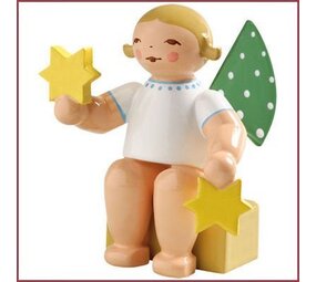 Wendt & Kühn Grunhainichense Engel zwevend met 2 sterren Wendt & Kühn Grunhainichense Engel zwevend met 2 sterren