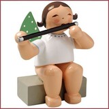 Wendt & Kühn Grunhainichense zittende Engel met dwarsfluit Wendt & Kühn Grunhainichense zittende Engel met dwarsfluit