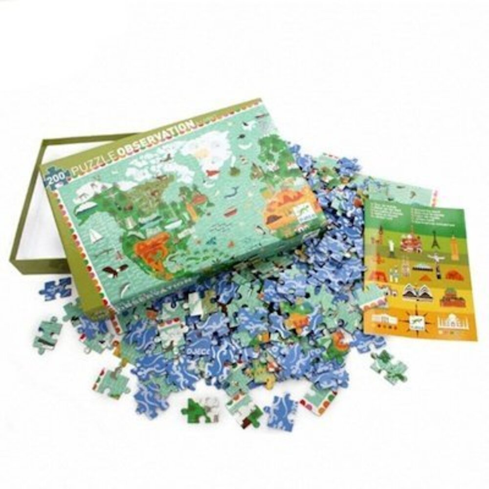 Djeco Observatie puzzel Reis rond de Wereld 200 st