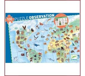 Djeco Observatie puzzel Werelddieren 100 st Djeco Observatie puzzel Werelddieren 100 st