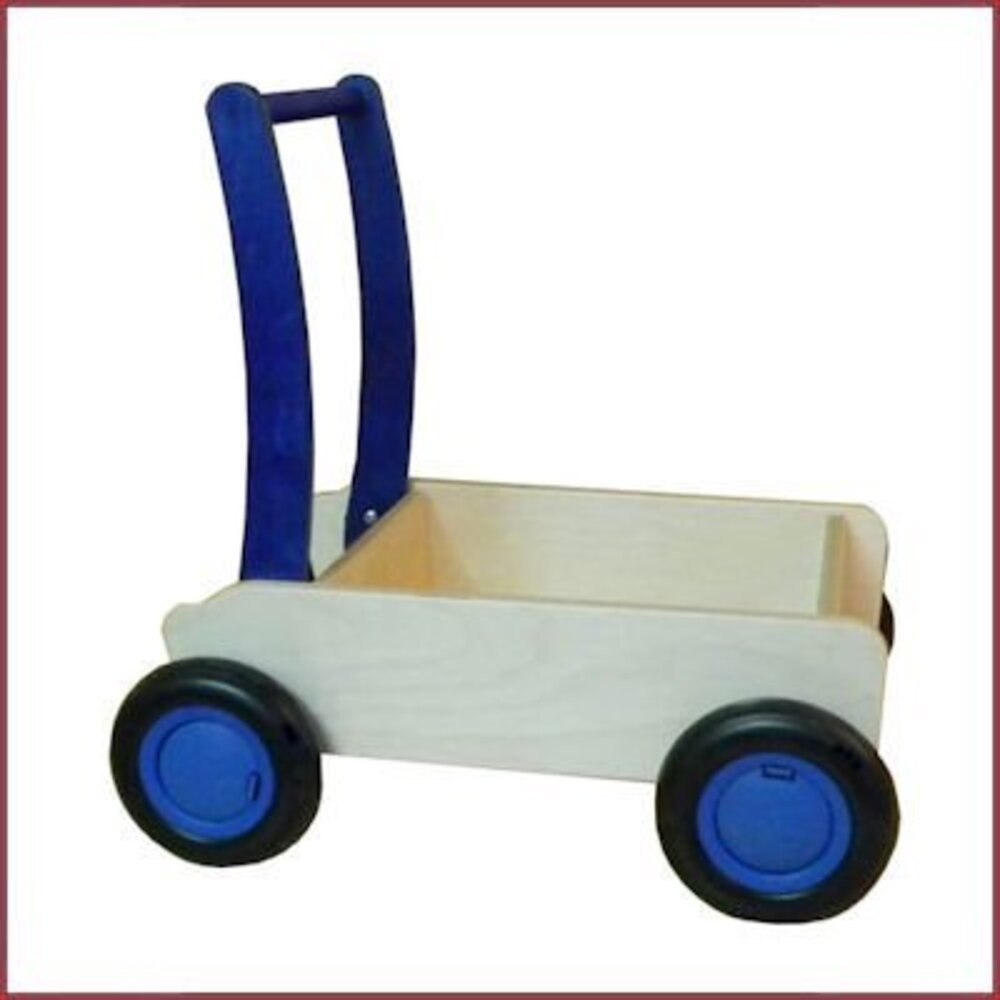 Van Dijk Toys Stoere Houten Loopwagen Blauw