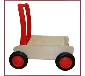 Van Dijk Toys Stoere Houten Loopwagen/duwkar Rood Van Dijk Toys Stoere Houten Loopwagen/duwkar Rood