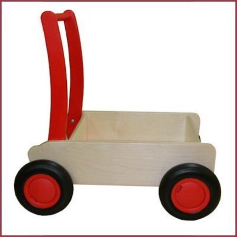 Van Dijk Toys Stoere Houten Loopwagen/duwkar Rood Van Dijk Toys Stoere Houten Loopwagen/duwkar Rood
