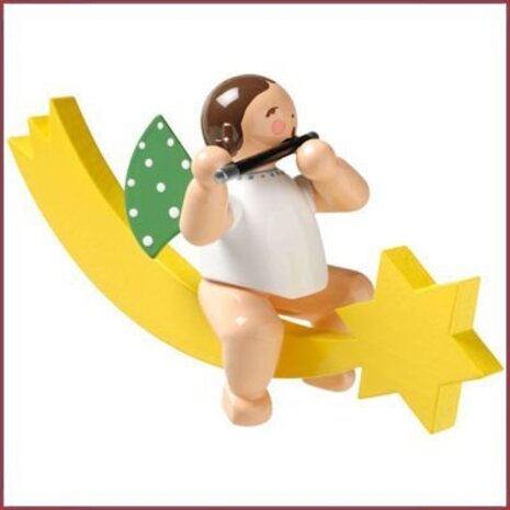 Wendt & Kühn Grunhainichense Engel op staartkomeet met dwarsfluit Wendt & Kühn Grunhainichense Engel op staartkomeet met dwarsfluit