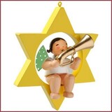 Wendt & Kühn Grunhainichense Engel in ster met tuba