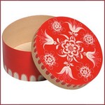 Wendt & Kühn Kleine handbeschilderde houten doos met bloemenmotief - rood