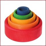 Grimm's Set gekleurde houten stapelbakjes - Rood Grimm's Set gekleurde houten stapelbakjes - Rood
