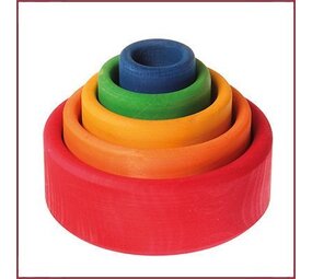 Grimm's Set gekleurde houten stapelbakjes - Rood Grimm's Set gekleurde houten stapelbakjes - Rood