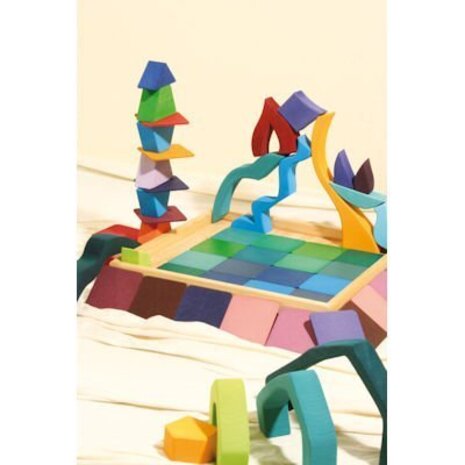 Grimm's Houten blokkenpuzzel 4 elementen - Groot