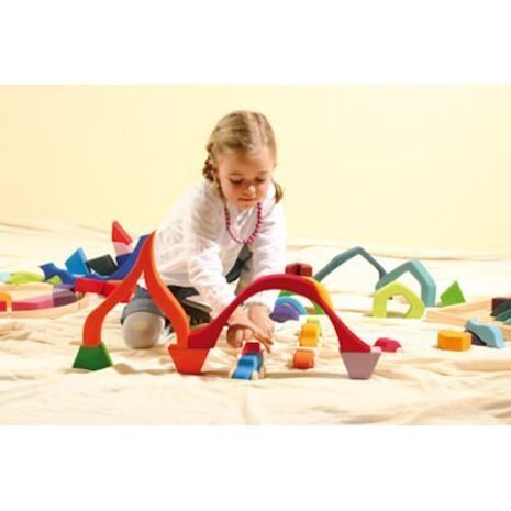 Grimm's Houten blokkenpuzzel 4 elementen - Groot