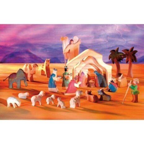Ostheimer Houten kerststal mini - 4-delig Ostheimer Houten kerststal mini - 4-delig