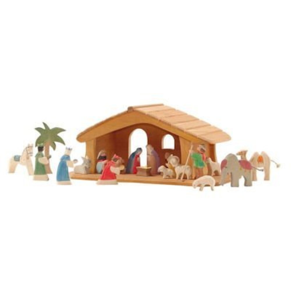 Ostheimer Houten kerststal (voor mini figuren) Ostheimer Houten kerststal (voor mini figuren)
