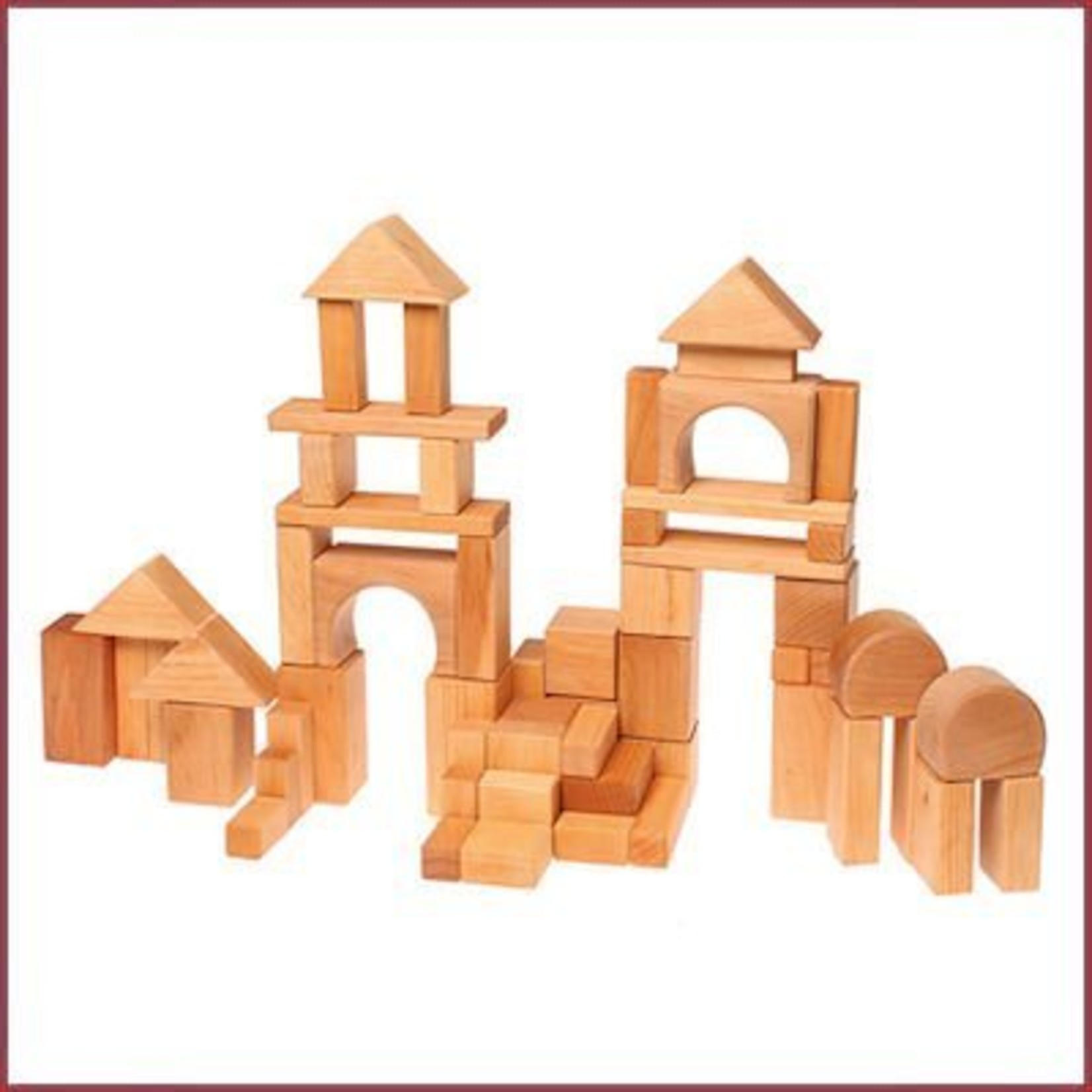 Grimm's Geometrische houten blokken naturel  - 60-delig