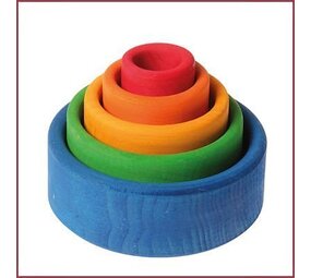 Grimm's Set gekleurde houten stapelbakjes - Blauw Grimm's Set gekleurde houten stapelbakjes - Blauw