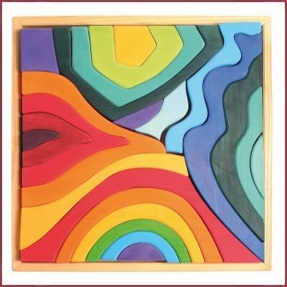 Grimm's Houten blokkenpuzzel 4 elementen - Groot