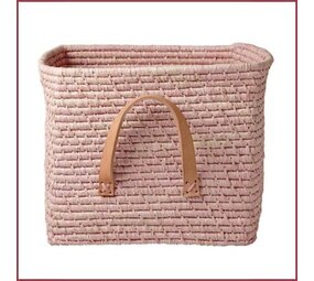 Rice Raffia vierkante mand - Zacht roze