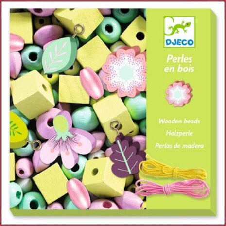 Djeco Houten Kralen Bloemen en Blaadjes Djeco Houten Kralen Bloemen en Blaadjes