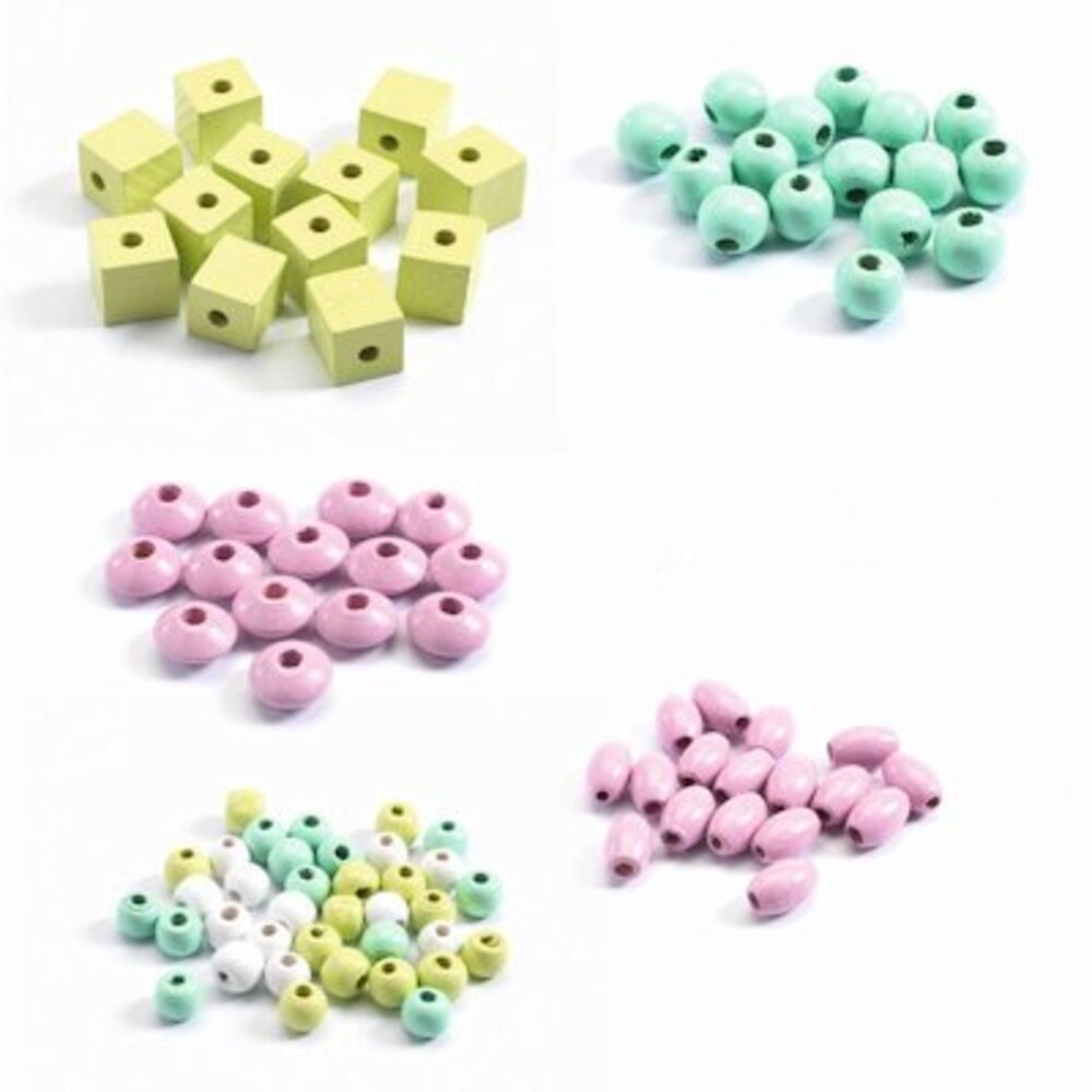 Djeco Houten Kralen Bloemen en Blaadjes Djeco Houten Kralen Bloemen en Blaadjes