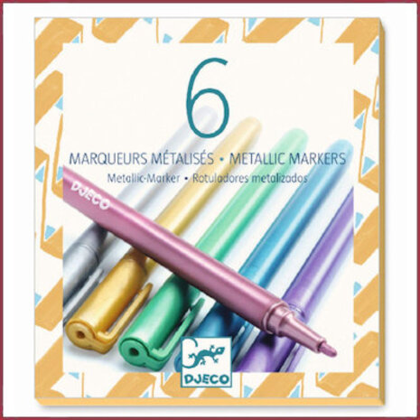 Djeco 6 Metallic stiften Djeco 6 Metallic stiften