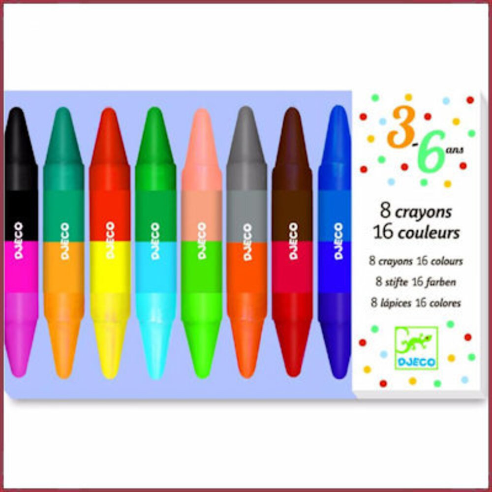 Djeco 8 dubbele waskrijtjes