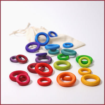 Accountant Woord Onzin 24 houten ringen om mee te bouwen - Regenboog - Baboffel - De kinder- en  speelgoedwinkel voor bijzonder speelgoed