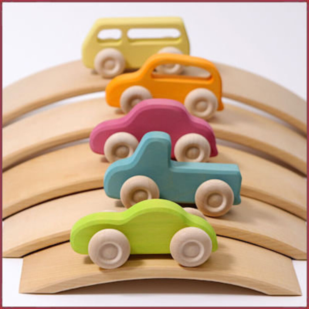 Grimm's Houten autootjes Slim line 5 stuks