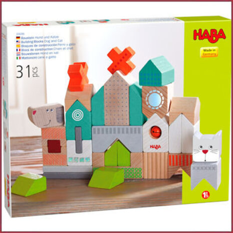 Haba Bouwstenen Hond en Kat - 31 delen Haba Bouwstenen Hond en Kat - 31 delen