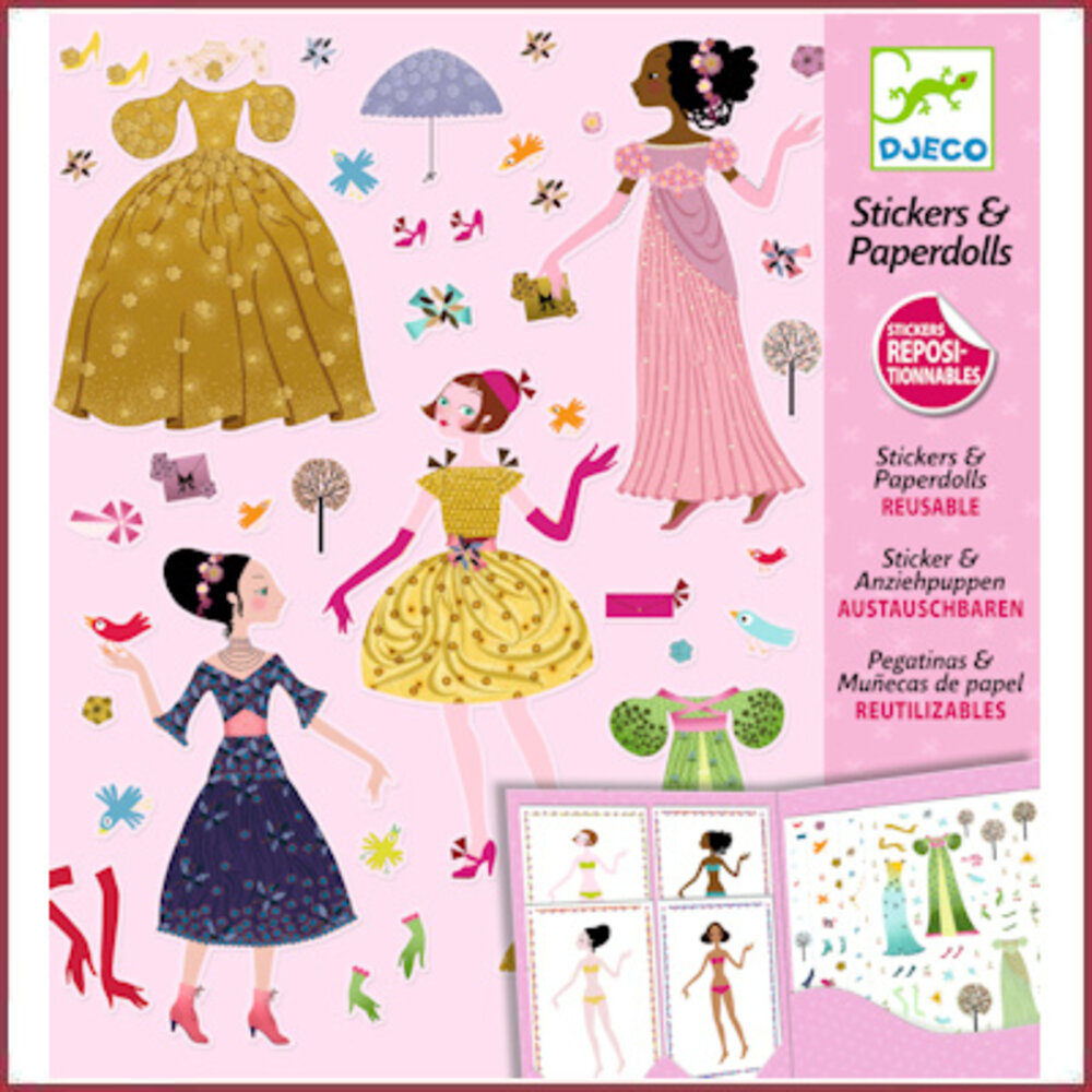 Djeco Stickerset aankleedpoppen jurken