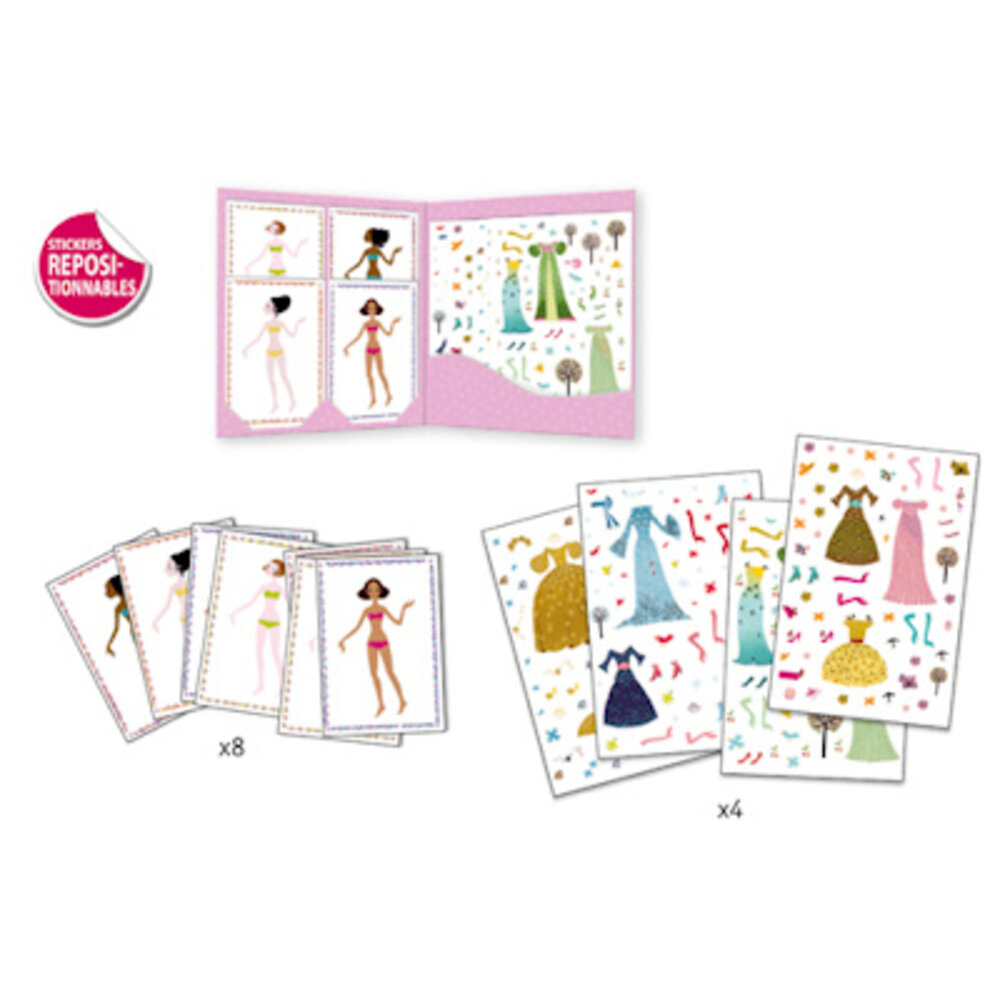 Djeco Stickerset aankleedpoppen jurken