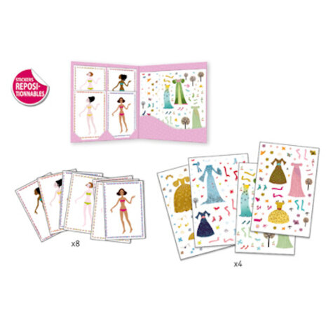 Djeco Stickerset aankleedpoppen jurken